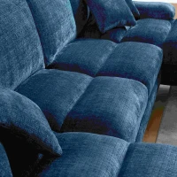 Modernes großes U-förmiges Chenille-Sofa mit Doppel-Liegesitzen, für Wohnzimmer, Wohnung, Villa, Blau(m-6)