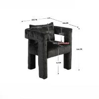 Fauteuil lounge moderne en chenille, chaise de bureau velours, design unique avec accoudoirs creux, coussin confortable, adapté pour salon, salle à manger, Noir(m-3)