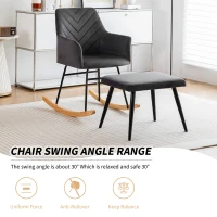 Comfy Chairs with Footstool and Adjustable Manual Swivel Base, Swivel Recliner Armchair for Living Room, 56.5x44x84 cm, Grey(m-5)