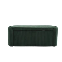 Moderner eleganter Aufbewahrungshocker, hocker aus gestreiftem Samt, angenehmes Sitzgefühl, geeignet für Wohnzimmer, Eingangsbereich, Smaragd(m-10)