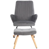 Rocking Chair Armchair with Footstool, High Back Ergonomic Garden Rocking Chair, 64x84x97 cm, Grey(m-12)