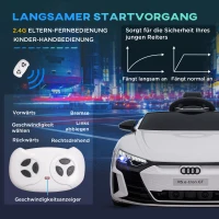 HOMCOM Kinder-Elektroauto Audi RS e-tron GT mit Sicherheitsgurt, Fernbedienung, Scheinwerfern, Musikfunktion, weiß, 103 x 58 x 41cm(m-11)