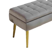 Moderne minimalistische Aufbewahrungshocker mit goldenen Metallbeinen, gepolsterte Samtbank, für Schlafzimmer, Wohnzimmer, Eingangshalle, Dunkelgrau(m-9)