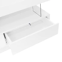 Modern High Gloss TV Units with Storage Drawers, LED Lights, TV Cabinet for Living Room, Bedroom, 160x38x50.5 cm, White(m-11)