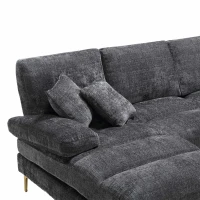 Modernes großes U-förmiges Chenille-Sofa mit Doppel-Liegesitzen, für Wohnzimmer, Wohnung, Villa, Grau(m-8)