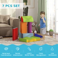 HOMCOM 7 Piece Soft Soft Play Set for Toddlers 1-3 Years, Blue(m-4)