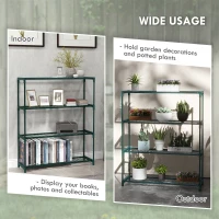 Outsunny Four-Tier Steel Plant Shelf - Black(m-6)
