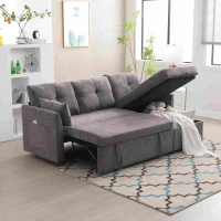 Canapé sectionnel modulaire en forme de L avec méridienne réversible et sièges de rangement grand confort design scandinave, Gris foncé(m-1)