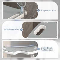 HOMCOM 39-51.5cm 'U' Seat Padded Shower Stool - Grey(m-7)