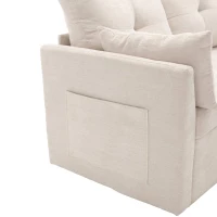 Divano Componibile a L in Chenille, Divano letto reclinabile estraibile convertibile, con sedili portaoggetti, Beige(m-8)