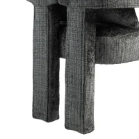 Fauteuil lounge moderne en chenille, chaise de salle à manger, design unique avec accoudoirs ajourés, coussin confortable, adapté pour le salon, la salle à manger, Gris foncé(m-9)