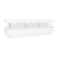 Modern High Gloss TV Units with Storage Drawers, LED Lights, TV Cabinet for Living Room, Bedroom, 160x38x50.5 cm, White(m-2)