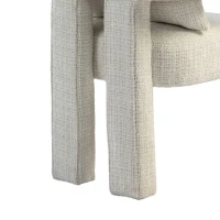 Poltrona lounge moderna in Chenille con braccioli cavi e cuscino, per soggiorno e sala da pranzo, Beige(m-9)