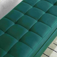 Banc coffre de rangement minimaliste moderne avec pieds en métal doré, banc en velours rembourré, table de chevet multifonctionnelle facile à monter pour chambre, salon, hall d'entrée, Vert(m-6)