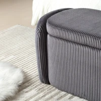 Moderner eleganter Aufbewahrungshocker, hocker aus gestreiftem Samt, angenehmes Sitzgefühl, geeignet für Wohnzimmer, Eingangsbereich, Dunkelgrau(m-6)