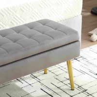 Moderne minimalistische Aufbewahrungshocker mit goldenen Metallbeinen, gepolsterte Samtbank, für Schlafzimmer, Wohnzimmer, Eingangshalle, Dunkelgrau(m-6)