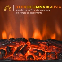 HOMCOM Lareira Elétrica 900W/1800W com Temperatura Ajustável e Proteção Sobreaquecimento para 20-25 ㎡ 39x26x54,8 cm Branco(m-5)