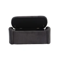 Tabouret de rangement moderne et épuré, tabouret en velours rayé, assise confortable, adapté pour le salon, l'entrée, avec coffre de rangement, Gris foncé(m-9)