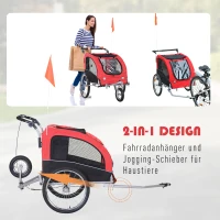 PawHut Hundeanhänger mit Jogger-Funktion Universalkupplung Stahl Rot+Schwarz(m-7)
