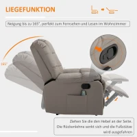 HOMCOM Elektrisch Massagesessel Fernsehsessel mit Liegefunktion 8 Massagepunkte Grau 94 x 99 x 99 cm(m-5)