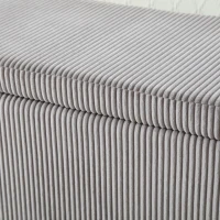 Panca contenitore moderna in velluto a righe per soggiorno, ingresso, camera da letto, Grigio Chiaro(m-8)