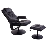 HOMCOM massagestoel relaxstoel tv-stoel stoel met massagefunctie incl. krukje kunstleer zwart 77 x 84 x 95 cm(m-9)