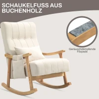 HOMCOM Schommelstoel met Lendekussen, Brede Zit, Beukenframe, tot 120 kg, Beige(m-7)