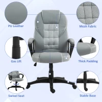 HOMCOM Faux Leather Office Chair - Grey(m-5)