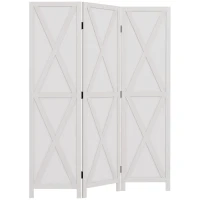 HOMCOM Biombo de 3 Paineis Separador de Ambientes Dobrável 136,5x170cm Divisória para Espaços de Madeira Decoração Elegante Branco(m-1)