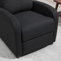 HOMCOM Relaxfauteuil, verstelbaar tot 135°, uitschuifbare voetsteun, gestoffeerde leuningen, Linnen-Polyester, Zwart(m-7)