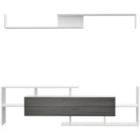 HOMCOM Modern TV Cabinet with Wall Shelf, TV Unit with Storage Shelf and Cabinet, for Wall-Mounted 65" TVs or Standing 40" TVs, White and Grey(m-11)