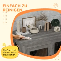 PawHut Hondenbox, Puppybox, met Opbergruimte, Waterafstotend Kussen, Staaltralies, Verstelbare Voeten, 94x60x71,5 cm(m-8)