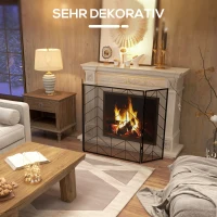 HOMCOM Osłona przeciwiskrowa do kominków, elegancka wyłapująca iskry, składana, malowana proszkowo, Czarna, 135 x 85 cm(m-6)