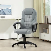 HOMCOM Faux Leather Office Chair - Grey(m-10)