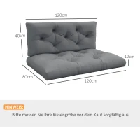 Outsunny Sitzkussen Stoelkussen Zitkussen, met knoopstiksels, 120 x 80 x 12 cm, Grijs(m-3)