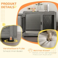 PawHut Hondenbox, Puppybox, met Opbergruimte, Waterafstotend Kussen, Staaltralies, Verstelbare Voeten, 94x60x71,5 cm(m-7)