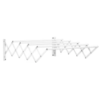 HOMCOM Estendal de Parede Extensível de 63,5cm de Metal com 5 Barras para Interior e Exterior Carga 10kg 63,5x60x20cm Branco(m-10)