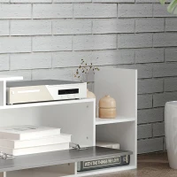 HOMCOM Modern TV Cabinet with Wall Shelf, TV Unit with Storage Shelf and Cabinet, for Wall-Mounted 65" TVs or Standing 40" TVs, White and Grey(m-9)