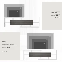 HOMCOM Modern TV Cabinet with Wall Shelf, TV Unit with Storage Shelf and Cabinet, for Wall-Mounted 65" TVs or Standing 40" TVs, White and Grey(m-7)
