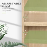 HOMCOM 2 Tier Bookshelf, Low Bookcase with Adjustable Shelf, 2 Compartments for Home Office, Living Room, Study, Natural(m-4)