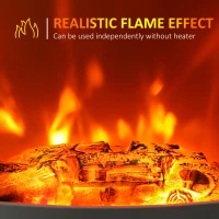 HOMCOM Tempered Glass Casing Electric Fireplace, Freestanding Electric Fire with Realistic Flame Effect, Electric Log Burner with Overheat Protection, 950w/ 1850W, White(m-6)