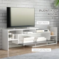 HOMCOM Modern TV Cabinet with Wall Shelf, TV Unit with Storage Shelf and Cabinet, for Wall-Mounted 65" TVs or Standing 40" TVs, White and Grey(m-5)