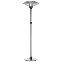 Outsunny Aquecedor de Jardim Elétrico 3000W Aquecedor Infravermelho com 3 Níveis de Aquecimento Proteção IP44 Ø58,5x160-200cm Prata(m-12)