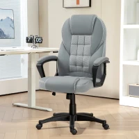 HOMCOM Faux Leather Office Chair - Grey(m-2)