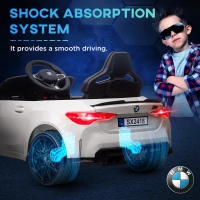 AIYAPLAY Mașină Electrică pentru Copii BMW, Alimentat cu Baterie, cu Telecomandă, Suspensie, Muzică, Claxon, Lumini LED, 108x69.5x51 cm, Alb(m-6)