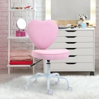 Homcom Scaun Birou Copii – Forma Inima, 5 Roti & Suport Rotativ(m-12)