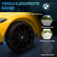AIYAPLAY Elektrische Kinder BMW M4, Geluid & Licht, 3-5 km/u, incl. Afstandsbediening, voor 3-5 Jaar, Geel(m-9)