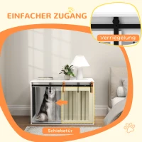 PawHut Boks dla psa z drzwiami przesuwnymi, wentylacją, płyta wiórowa i stal, 98 x 58 x 61 cm, Orzech(m-6)