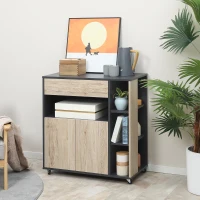HOMCOM Mobilier Auxiliar de Bucătărie Multifuncțional din lemn cu Roți, 80x39x86.5cm(m-10)