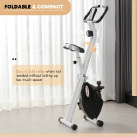SPORTNOW Folding and Quiet Exercise Bike with 8-Level Magnetic Resistance and Heart Rate Sensor, for Home Gym, Black and White(m-8)